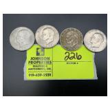 GROUP OF 4 EISENHOWER 1971 ONE DOLLAR COINS, NO MI