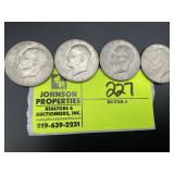 GROUP OF 4 EISENHOWER 1971 ONE DOLLAR COINS, NO MI