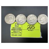 GROUP OF 4 EISENHOWER 1971 ONE DOLLAR COINS, NO MI