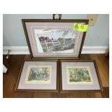 GROUP OF 3 FRAMED PRINTS, CHARLESTON THEMED, 18 IN