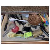 CONTENTS OF LEFT DRAWER, CARVING KNIVES, SPATULAS,