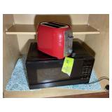 ITEMS IN LOWER LEFT CABINET, BLACK AND DECKER TOAS