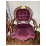 BURGUNDY VELVET UPHOLSTERED SEAT AND BACK WITH ARM