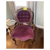 BURGUNDY VELVET UPHOLSTERED SEAT AND BACK, VINTAGE