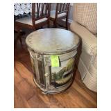 DECORATIVE ROUND ONE DOOR END TABLE, 18 IN DIAMETE