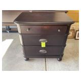 STANLEY 3 DRAWER SIDE TABLE WITH GLASS TOP, 28 IN