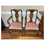 PAIR OF VINTAGE ARMED DINING STYLE CHAIRS WITH UPH