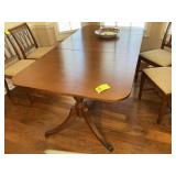 DUAL PEDESTAL VINTAGE FINE DINING TABLE, APPROX 75