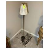 METAL MAGAZINE RACK AND FLOOR LAMP, APPROX 55 IN T