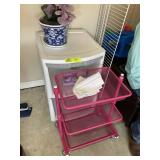 TWO DRAWER PLASTIC STORAGE CABINET, ROLLING METAL