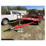 7ft x 14ft Steel Tilt Top Trailer Red with Title