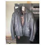 FIRST GEAR, LEATHER MOTORCYCLE JACKET WITH PADDING