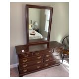9 DRAWER DRESSER WITH MIRROR, 60 IN X 19 IN X 33 I