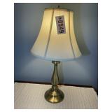 PAIR OF TABLE LAMPS, BRASS COLORED, 26 IN TALL