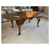 OVAL WOODEN COFFEE TABLE, 46 IN X 28 IN X 17 IN