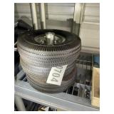 GROUP OF THREE HAND TRUCK WHEELS AND TIRES