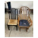 GLIDER ROCKER AND BLACK WOOD FRAMED CHAIR