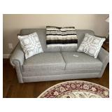 UPHOLSTERED SLEEPER SOFA/LOVE SEAT, APPEARS TO BE