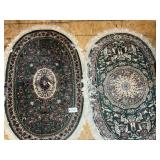 TWO GREEN OVAL AREA RUGS, 54 IN X 35 IN