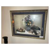 FRAMED AND MATTED FLORAL PRINT, 39 IN X 31 IN