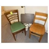 GROUP INCLUDING TWO WOODEN FRAMED CHAIRS, NOT ALIK