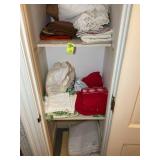 CONTENTS OF HALL CLOSET, LINENS, SHEETS, TOWELS, E
