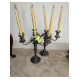 PAIR OF SILVER PLATED CANDELABRAS, 15 IN TALL