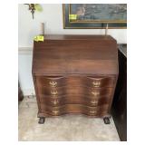 TWO PIECE 4 DRAWER BASE 2 DOOR GLASS TOP SECRETARY