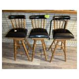 GROUP OF 3 WOODEN FRAMED UPHOLSTERED SEAT AND BACK