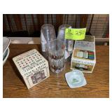 MISC GROUP INCLUDING ASH TRAYS, POKER CHIPS, CARD