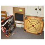GROUP OF VINTAGE GAMES, SKITTLE POKER, CARROM BOAR
