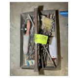 METAL TOOL TRAY WITH MISC DRILL BITS, SOME SMALL S