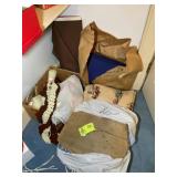 LARGE GROUP OF FABRIC, YARN, CHAIR BOTTOMS, CURTAI
