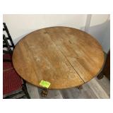 VINTAGE WOODEN ROUND TOP TABLE 48 IN DIAMETER, WIT