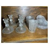 GROUP OF PRESSED GLASS DINNERWARE, APPEAR TO BE DU