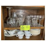 GROUP OF ASSORTED STEMMED GLASSWARE AND DISHES