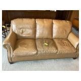 FURNITURE LAND SOUTH LEATHER SOFA, SOME AREAS OF W