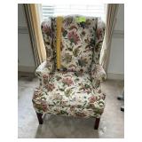 FLORAL UPHOLSTERED WING BACK ARM CHAIR