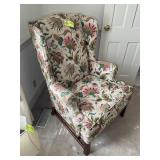 FLORAL UPHOLSTERED WING BACK ARM CHAIR