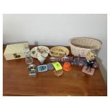 CONTENTS ON TOP OF DRESSER, FIGURINES, ANGLE, BELL