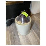 CERAMIC JUG, APPROX 19.5 IN TALL WITH BLUE NO 5 IN