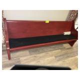 APPEARS TO BE WOODEN CHURCH PEW, PAINTED RED, 80 I