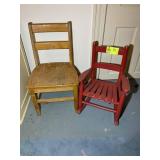 SMALL WOODEN KIDS CHAIR AND ROCKING CHAIR