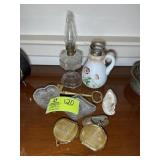 GROUP OF DECORATIVE ITEMS, OIL LAMP SHADE BROKE ,