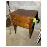 TWO DRAWER WOODEN SIDE TABLE, 24 IN X 18 IN X 28 I