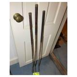 GROUP OF 3 WOODEN SHAFT GOLF IRONS