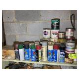 CONTENTS OF TOP SHELF IN WORK ROOM, SPRAY PAINT SO