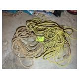 GROUP OF ROPE, ONE YELLOW NYLON ONE BROWN