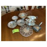 GROUP OF SILVER PLATED SERVING DISHES, BOWLS, ETC