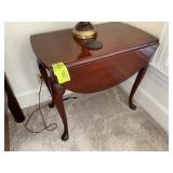WOODEN DROP LEAF TABLE, 28 IN X 16 IN X 25 IN WITH